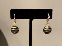 Earrings Gold Black Swirl Wrap (E4) by Leslie Genninger