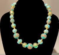 Necklace Turquoise Avventurine Light Blue Gold Squiggle (N33) by 