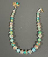 Necklace Turquoise Light Blue Spiral Avventurine Round (N33) by 