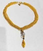 Necklace Gold Amber (PNBM28) by Leslie Genninger