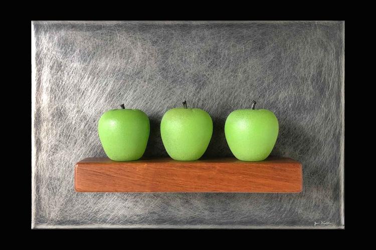 Three Green Apples Still-Life by Jen Violette