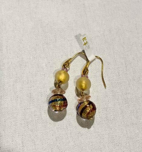 Earrings Gold with Multi Color Wrap Stripe (E7) by Leslie Genninger