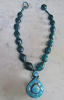 Necklace 11th Century Chinese Glass with Tibetan Turquoise Pendant by Miranda Crimp