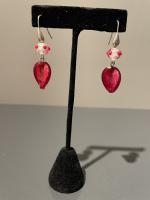 Earrings Red Silver 2 Bead (E9) by Leslie Genninger