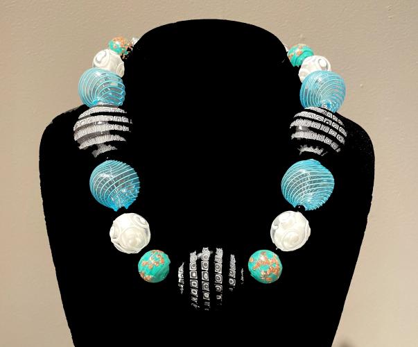 Necklace Blown Battuto Turquoise (NBB36) by Leslie Genninger