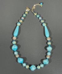 Necklace Light Blue Silver Swirl Gold Avventurine (NB34) by Leslie Genninger