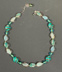 Necklace Turquoise Gold Twist Stripe (N29) by Leslie Genninger