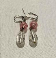 Earrings Silver Droplet Light Pink Silver Round (E10) by Leslie Genninger
