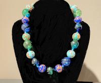 Necklace Blue Turquoise Green Avventurine Round (NB35) by Leslie Genninger