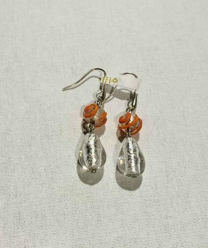 Earrings Silver Droplet Coral Silver (E10) by Leslie Genninger