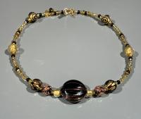 Necklace Black Avventurine w/ Gold Black Seeds (NB25) by Leslie Genninger