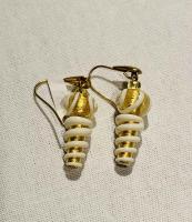 Earrings Gold White Swirl Wrap (E7) by 