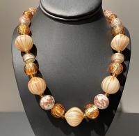 Necklace White Gold Amber Avventurine Silver Avventurine (NB35) by Leslie Genninger